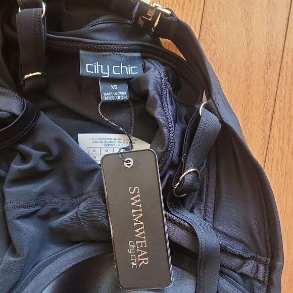 City Chic Black One-Piece Swimsuit with Adjustable Straps- Women's SIZE XS - Picture 2 of 6